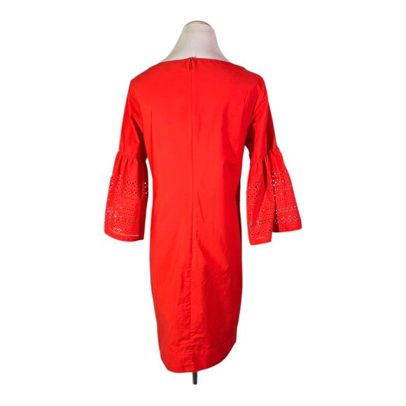 LAUREN Ralph Lauren Size 2 Kadijah Bell-Sleeve Shift Dress Laser Cut Red - Picture 4 of 7